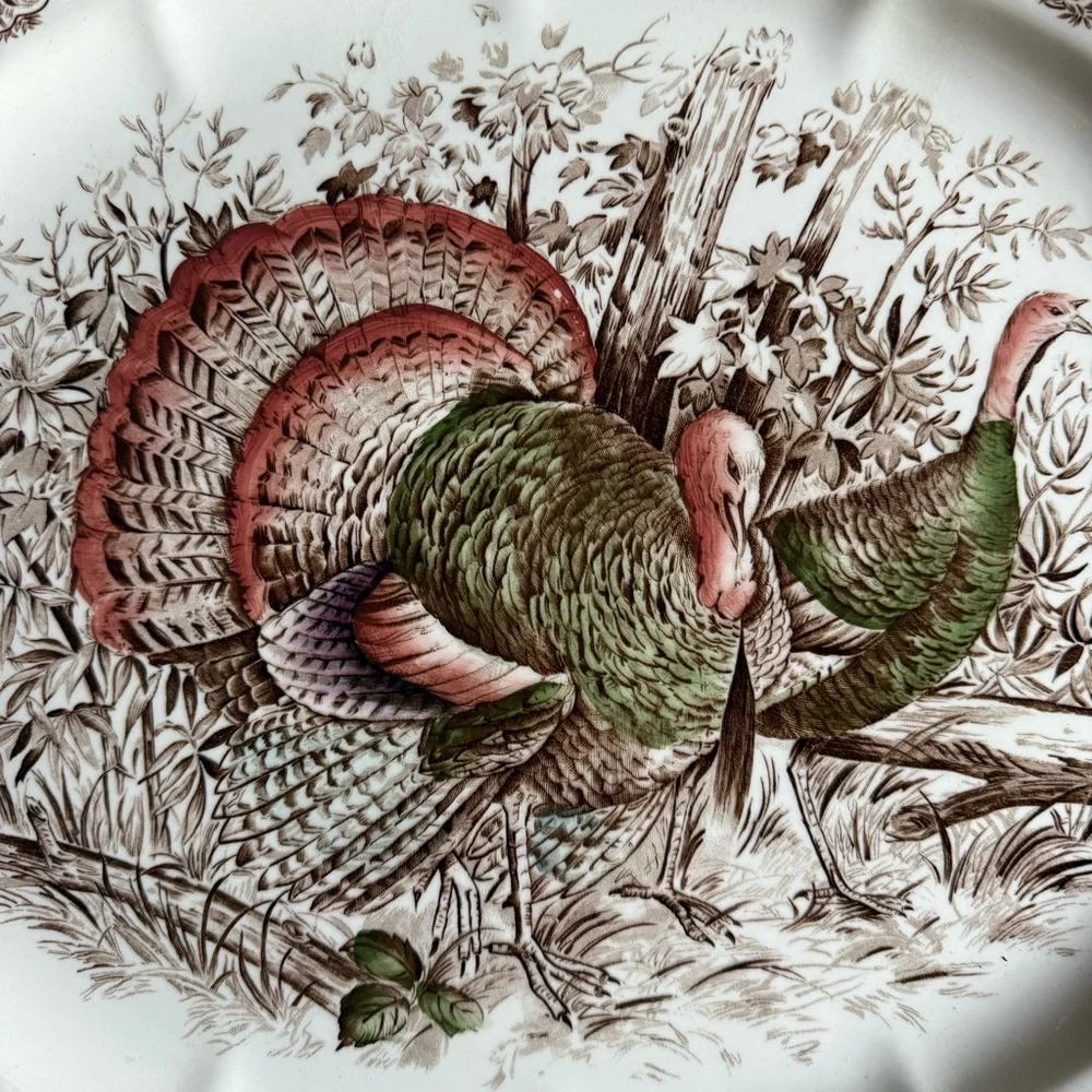 Johnson Bros. Wild Turkey Native American Windsor Ware Turkey Platter 17x14 - Picture 5 of 11